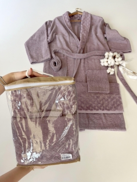 MYSOFT HASIR TEKLİ BORNOZ SETİ