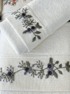 SARRA KAPAMA 2'Lİ ROKOKO NAKIŞLI HAVLU - GÜL