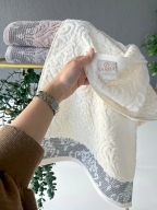 50x90 SARRA 3'LÜ SARE DİKİŞLİ DAMASK HAVLU