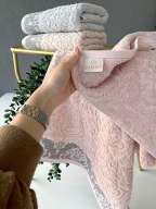 50x90 SARRA 3'LÜ SARE DİKİŞLİ DAMASK HAVLU