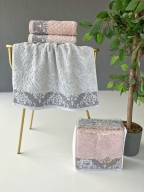 50x90 SARRA 3'LÜ SARE DİKİŞLİ DAMASK HAVLU