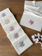 50x90 SARRA 3D BUKLE KREM 6'LI HAVLU - YILDIZ