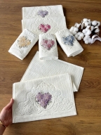 30x50 SARRA 3D BUKLE KREM 6'LI HAVLU - YILDIZ