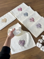 30x50 SARRA 3D BUKLE KREM 6'LI HAVLU - YILDIZ