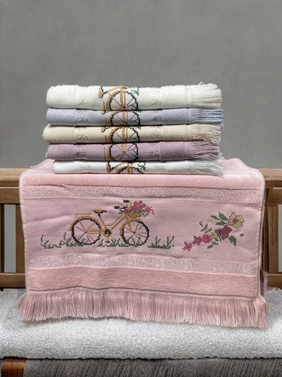 50x90 MYSOFT 6 LI NAKIŞLI HAVLU - BİSİKLET