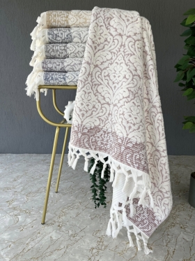 90X150 SARRA SARE BAĞLAMALI DAMASK BANYO HAVLUSU