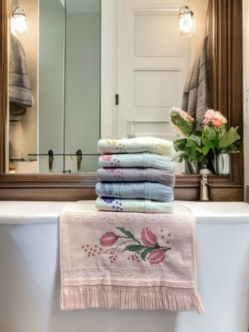 30X50 MYSOFT 6 LI NAKIŞLI HAVLU - LALE