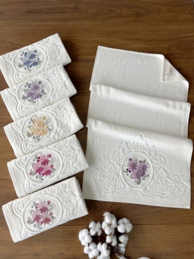 50x90 SARRA 3D BUKLE KREM 6'LI HAVLU - YILDIZ