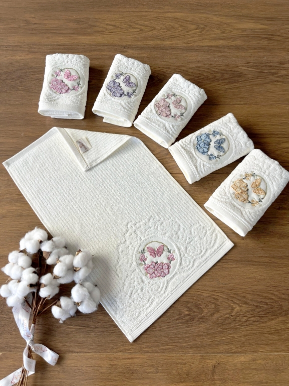 30x50 SARRA 3D BUKLE KREM 6'LI HAVLU - NİLSU