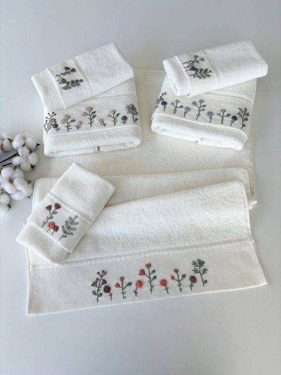 SARRA KAPAMA 2'Lİ ROKOKO NAKIŞLI HAVLU - LAVANTA